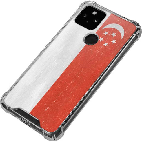 Singapore Flag Distressed Google Pixel 4a 5G Clear Case